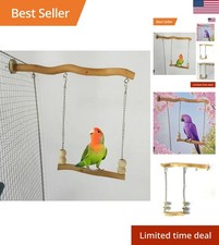 Natural Wood Pet Parrot Toy Bird Swing Exercise Climbing Standing Wooden Toys