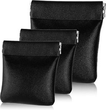 3 Pcs No Zipper Squeeze Coin Purse PU Leather Change Pouch Self Closing Coin Pou