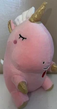 Hug Fun Pink Unicorn Plush 7in Super Soft Plush Gold Horns Heart Superb EUC! 🍀