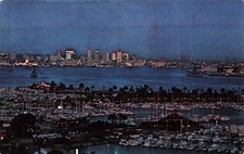 San Diego California Scenic Night View Vintag...