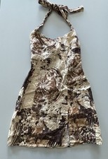 Reformation | Isha 100% Linen Halter Tie Mini Sundress Coastal Dress Brown Sz 2