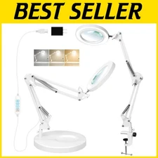 10X Magnifying Lamp with Light, 3 Color Modes - White