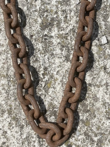 Gancho y cadena de hierro vintage antiguo usado grande pesado - Imagen 5 de 12