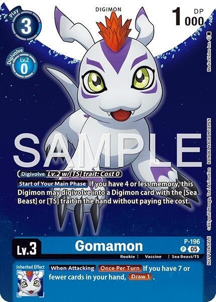 Gomamon Alternate Art Foil - P-196 NM - Digimon TCG