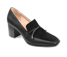 Journee Collection Women's Crawford Heeled Loafers - Black, 10M