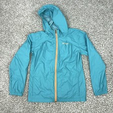 Columbia Jacket Girls Large Blue Hooded Full Zip Windbreaker Lightweight Outdoor