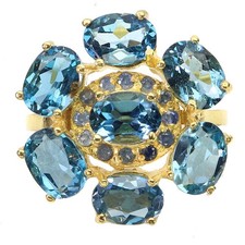 925 Sterling Silver Ring Oval London Blue Topaz 7x5mm Sapphire Gemstone Size 7