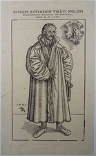 LUCAS CRANACH WOODCUT PHILIPP MELANCHTHON PORTRAIT COAT OF ARMS 1561 WOODCUT