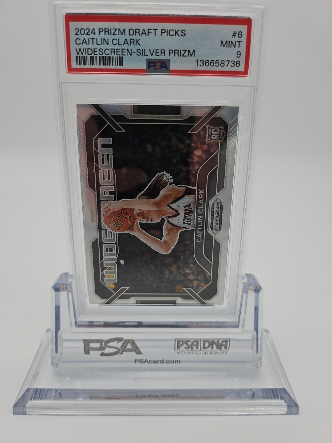 2024 Panini Prizm Draft Picks CAITLIN CLARK RC Rookie Widescreen #6 Silver PSA 9