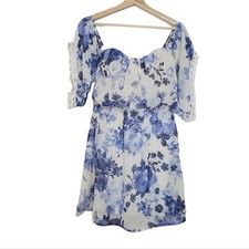 Socialite Size Small Floral Off Shoulder Dress with Lace Flutter Sleeves FLAW