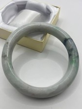 Hand-Carved Burmese Jadeite Jade Bangle – Forest Green, Emerald, and Milky White