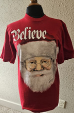 Santa Claus Christmas Believe Red Cotton Unis...