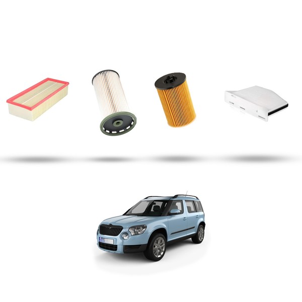 Hoffcar Set Service - 4 Filter Kompatibel Mit Skoda Yeti (5L) 2.0 Tdi 110Kw D-image
