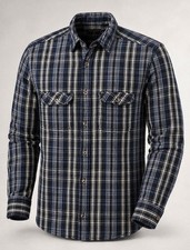 Field Stream Flannel Shirt Mens L Blue Plaid Heavyweight Cotton Button Front