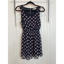 Forever 21 Dress Black & Tan Polka Dot & Solid Blue Sleeveless Bundle Size S
