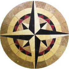 Floor medallion marble mosaic nautical compass rose tile 48 Medallion US