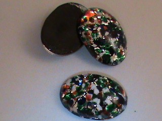 Vintage Fire Opal Cabs 18x13 mm Super Black Opal Glass Cabs 48 pcs