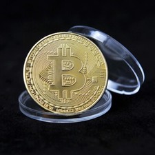 RARE Gold Plated Bitcoin Coin Art Souvenir Present Gift Collectible Physical BTC