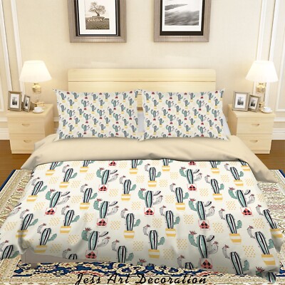 3D Cactus Hand Drawn Quilt Cover Set Duvet Cover Bedding Pillowcases