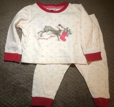 John Lewis Red Pink White Christmas Is Here Baby Pyjamas Set Size 12-18 Months
