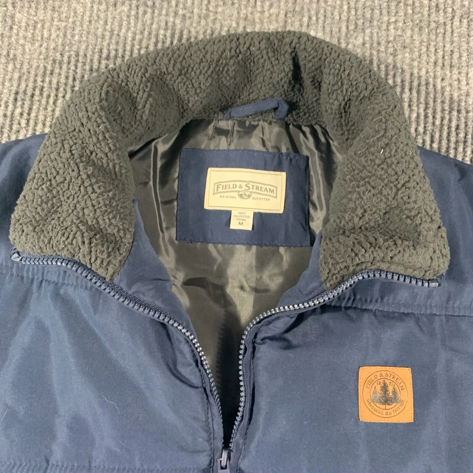 Fieldstream 男式中号蓝色轻便 Puffer 全拉链口袋户外 — 第 4/4 张图片
