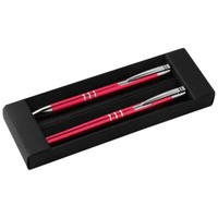 Metall Schreibset / Kugelschreiber + Rollerball / Farbe: Rot