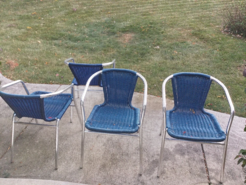 Moderna contemporánea apilable AZUL MIMBRE Y CROMO PATIO PATIO TERRAZA 21x22x28 Foto 2 de 4