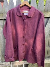 Flax By Jeanne Engelhart Raspberry Linen Jacket Large