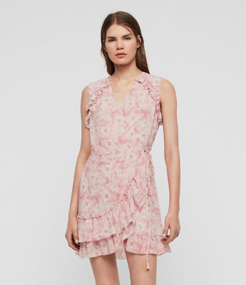 All Saints Pink Priya Leox Wrap Dress Size S (UK6-8)