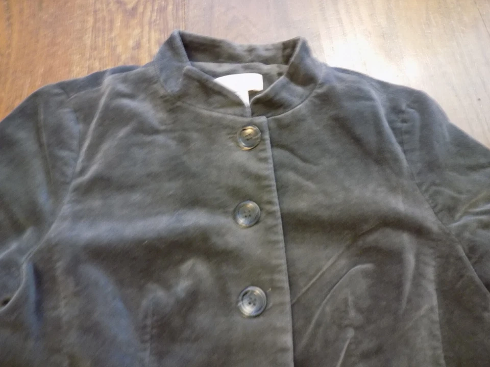 Talbots EUC бархатный блейзер размер 0P темно-серый мандариновый воротник кнопка спереди - Изображение 2 из 4
