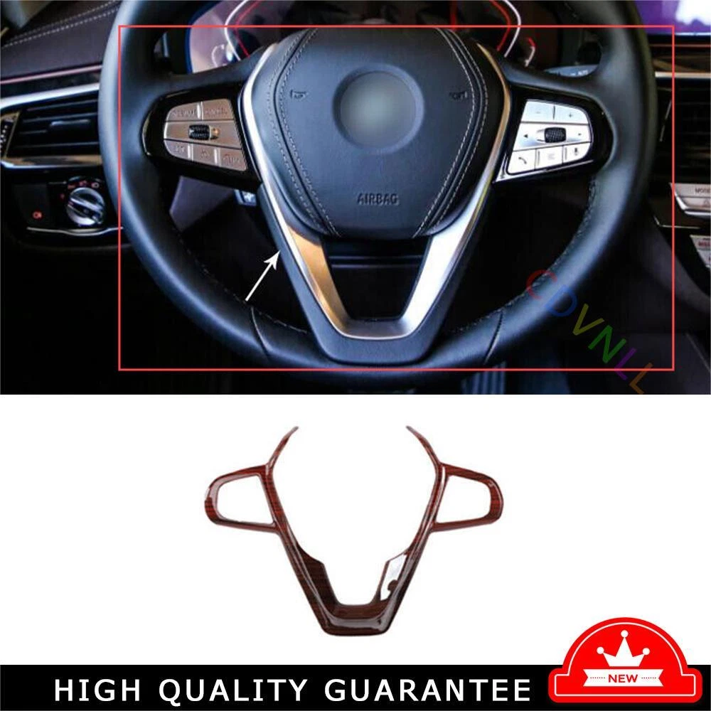 Steering Wheel Frame Cover Trim 1* Fit For BMW 5 Series 2018-2021 Red Wood Grain