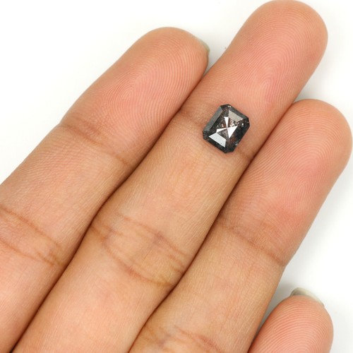 0.99 CT Natural Loose Emerald Cut Diamond 6.40 MM Salt And Pepper Diamond LQ1337 - Picture 3 of 8
