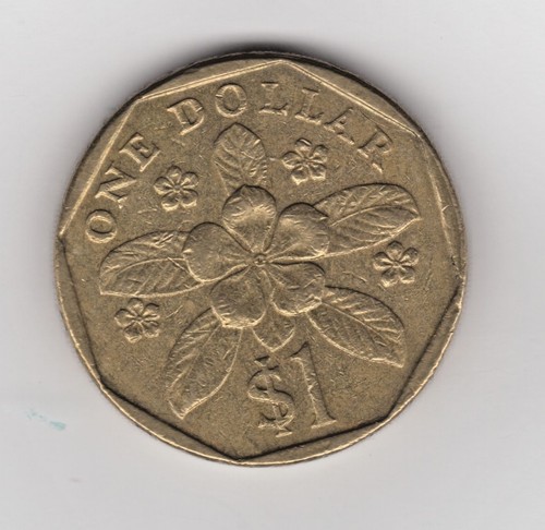 singapore 1 dollar coin 1995