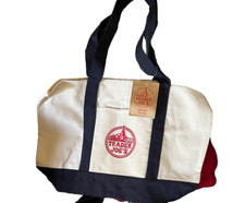 Trader Joe's Reusable Canvas Tote Bag Heavy Duty Bag Blue White Brand NEW   