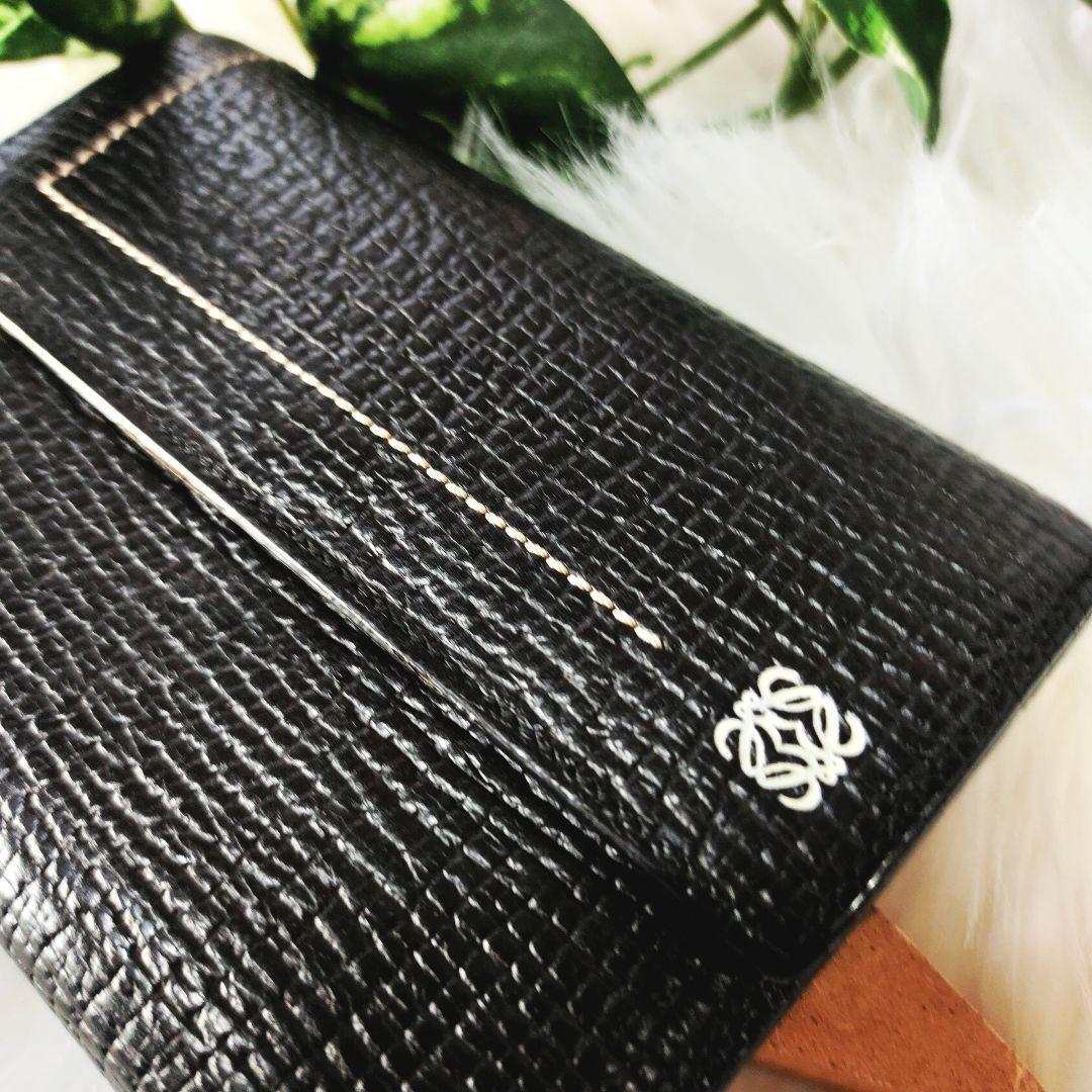 LOEWE Trifold Wallet Anagram Leather Black Direct from JAPAN | eBay