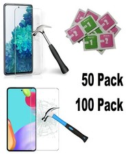 Lot of 50 100 Tempered Glass for Samsung S21 FE/A21s/A52/A54/A73 5G/N20/N200/N10
