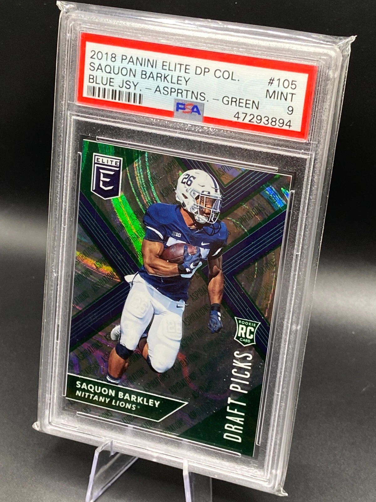 Saquon Barkley Panini Elite Draft Picks Collegiate #105 Blue Jersey-Aspirations-Green