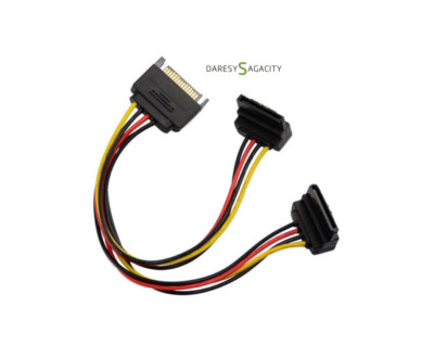D-S SATA 1 auf 2  Strom Kabel Adapter Splitter 1x Stecker 2x Buchse Winkel