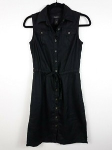 black linen button down dress
