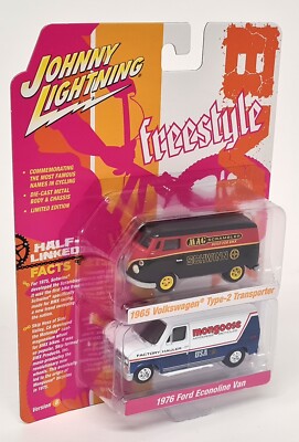 Johnny Lightning 1/64 Ford Econoline Mongoose Volkswagen Typ 2 Schwinn Van Set 2