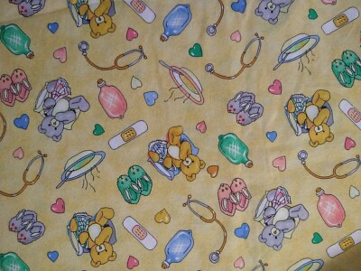 Child Doctor Teddy Bear Cotton Fabric Get Well BTHY 18x44 1997 TIMELESS TREASURE