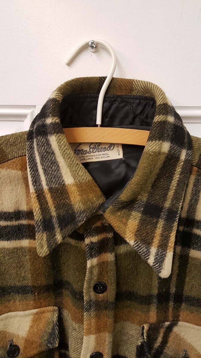 Masthead wool linen nylon plaid flannel shirt-jacket by sz L made