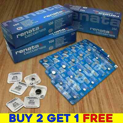 RENATA WATCH BATTERIES  BUY 2 GET 1 FREE  377 371 364 CR 2032 2025  ALL BATTERY 