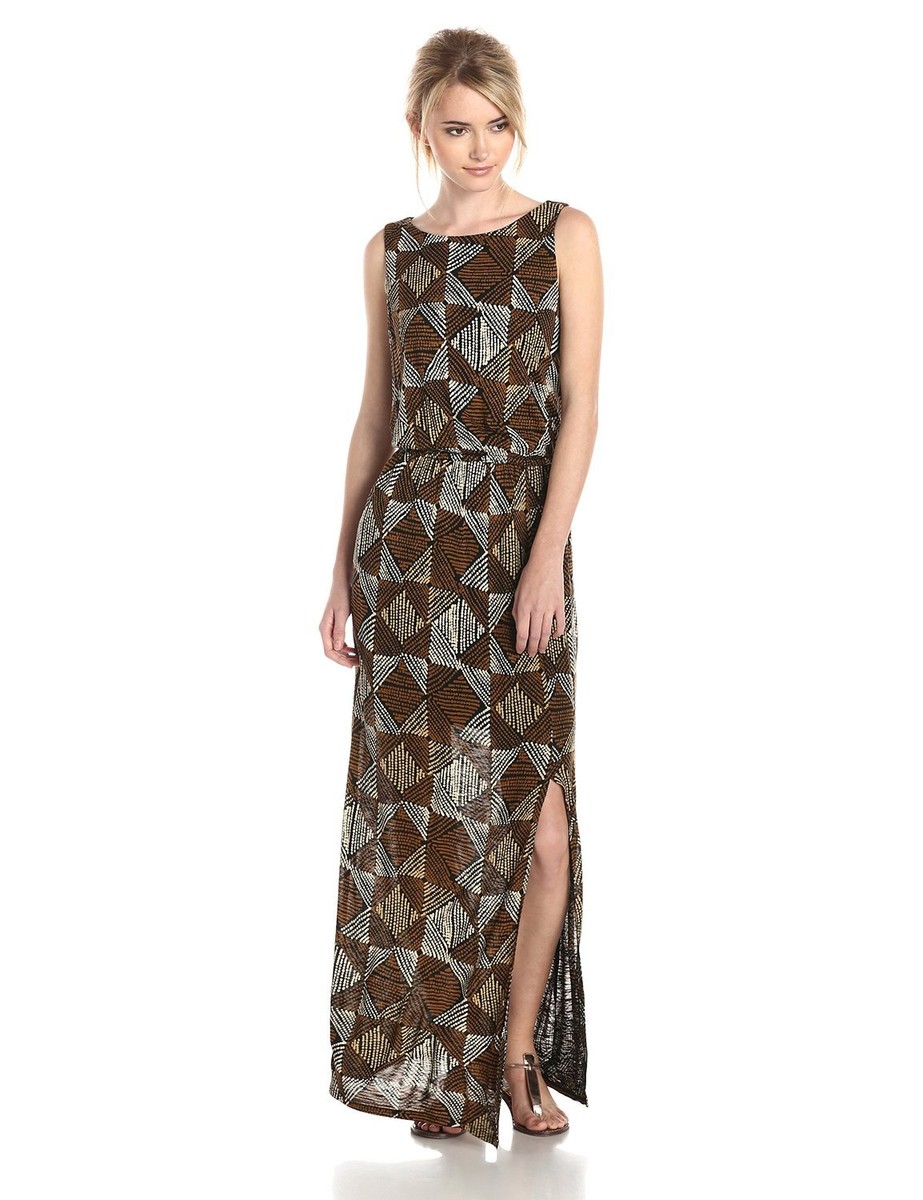 NWT LUCKY BRAND SzXS BATIK DOT DIAMOND SLEEVELESS MAXI DRESS MULTI | eBay