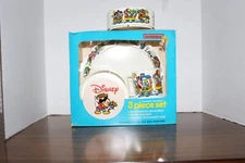 Vntg Mickey Mouse Child's Melamine 3 Pc Plate, Cup, Mug Set NIP + xtra bowl 