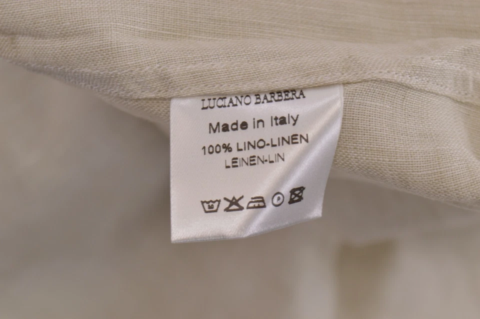 NWT Luciano Barbera Over Shirt Size L In Light Tan & Gray 100% Linen - Image 3 of 4