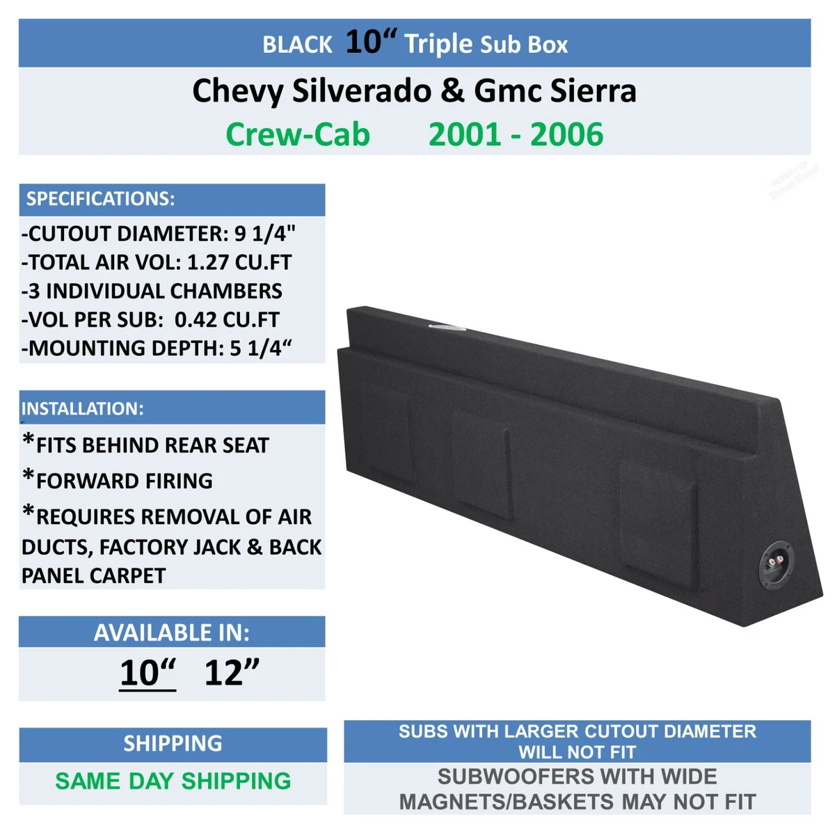 2006 gmc sierra crew cab cheap subwoofer box