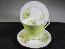 Vintage Royal Albert Sunny Yellow Primrose Design Cup, Saucer, Plate Trio