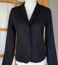 Y2K Gap Academy Blazer Jacket Womens 2 Black Button Up Pockets Preppy Academia