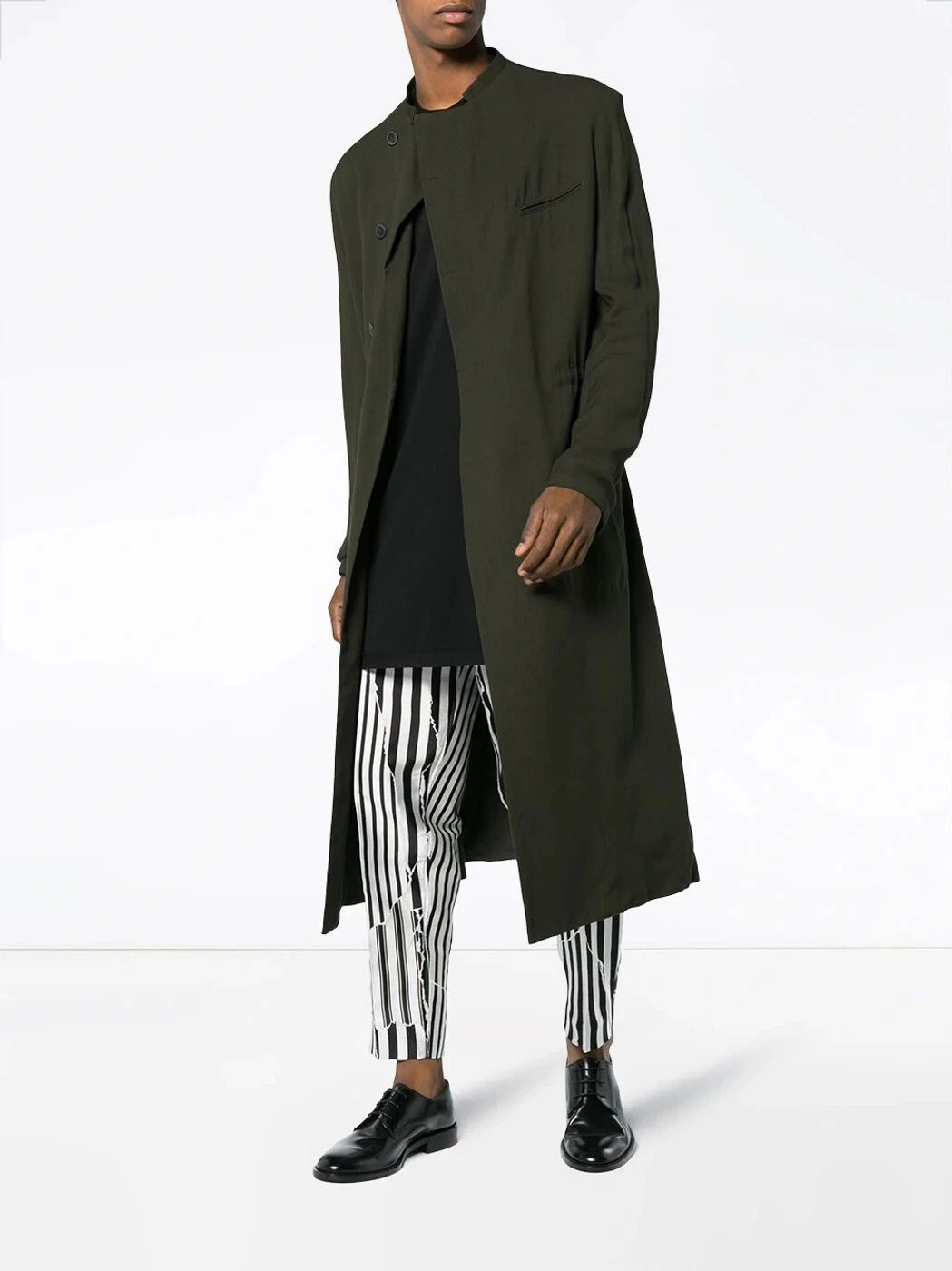 *NWT* HAIDER ACKERMANN AZURITE SILK JERSEY LONG COAT $3,000 (GREEN/KHAKI 48) - product detail image 11